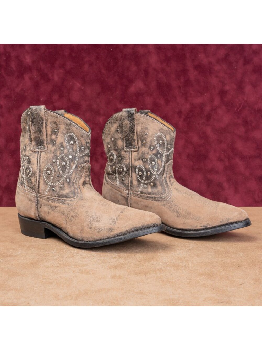 Miz Mooz Women Cozumel Distressed Leather Rodeo Western Cowboy Ankle Boots sz 8